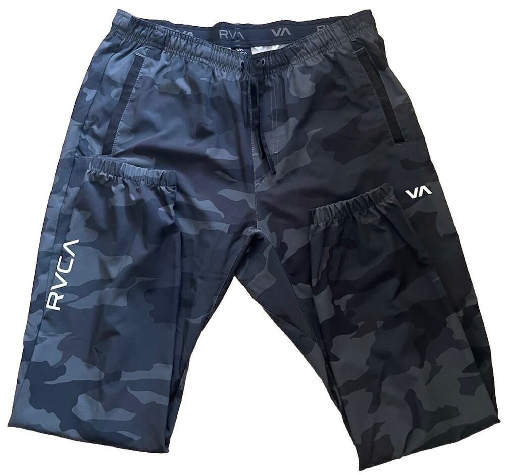 RVCA VA Sport Yogger Pant II Men's L Black Gray Camo Jogger Pants AVYNP00109